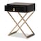 Baxton Studio Patricia Black Finished Wood and Brass-Tone Metal 1-Drawer Nightstand 167-10708 - alternate 3